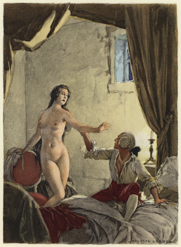Illustrazione per le memorie di Casanova (litografia a colori) da Jules Marie Auguste Leroux