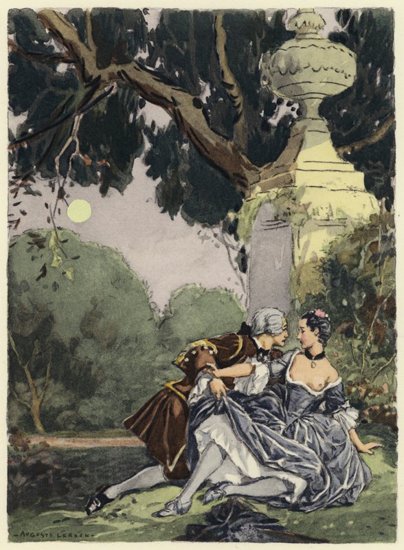 Illustrazione per le memorie di Casanova (litografia a colori) da Jules Marie Auguste Leroux