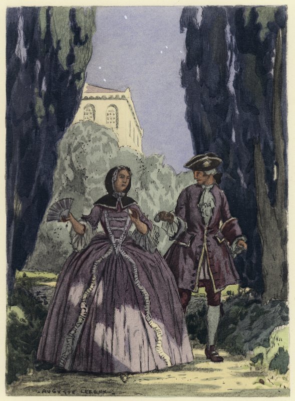 Illustrazione per le memorie di Casanova (litografia a colori) da Jules Marie Auguste Leroux