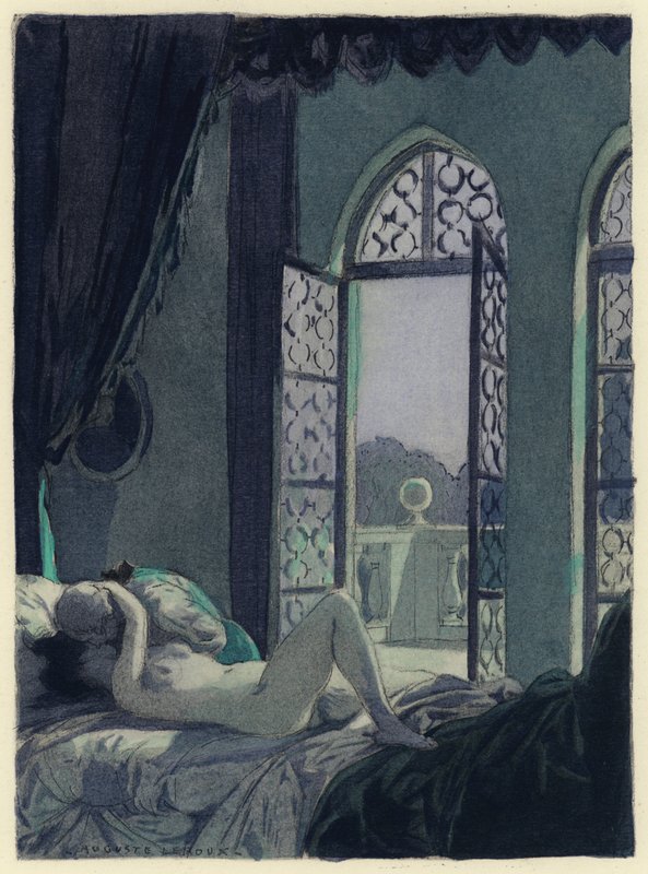 Illustrazione per le memorie di Casanova (litografia a colori) da Jules Marie Auguste Leroux