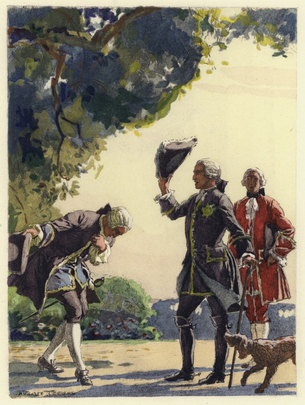 Illustrazione per le memorie di Casanova (litografia a colori) da Jules Marie Auguste Leroux