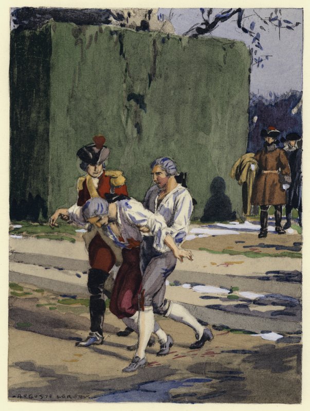 Illustrazione per le memorie di Casanova (litografia a colori) da Jules Marie Auguste Leroux