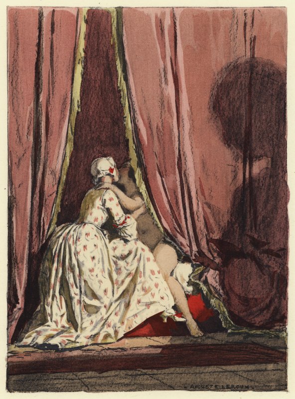 Illustrazione per le memorie di Casanova (litografia a colori) da Jules Marie Auguste Leroux