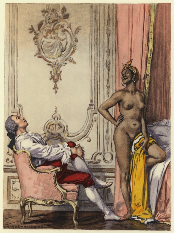 Illustrazione per le memorie di Casanova (litografia a colori) da Jules Marie Auguste Leroux