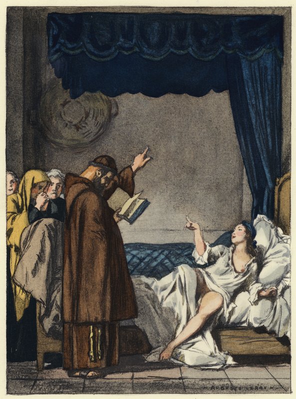 Illustrazione per le memorie di Casanova (litografia a colori) da Jules Marie Auguste Leroux