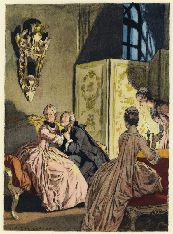Illustrazione per le memorie di Casanova (litografia a colori) da Jules Marie Auguste Leroux