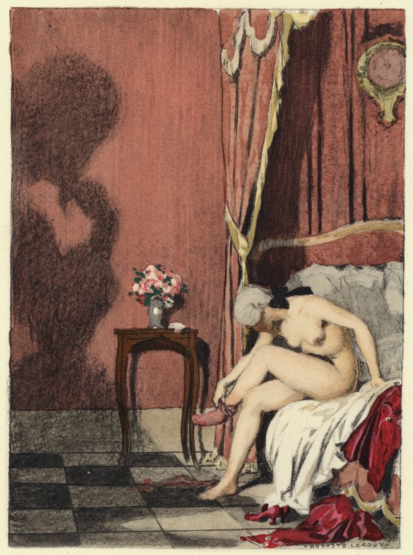 Illustrazione per le memorie di Casanova (litografia a colori) da Jules Marie Auguste Leroux