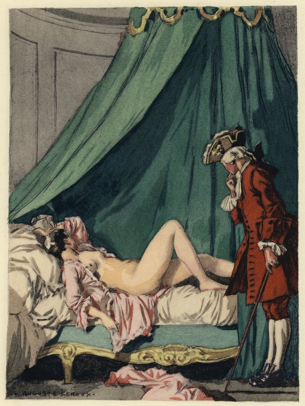 Illustrazione per le memorie di Casanova (litografia a colori) da Jules Marie Auguste Leroux