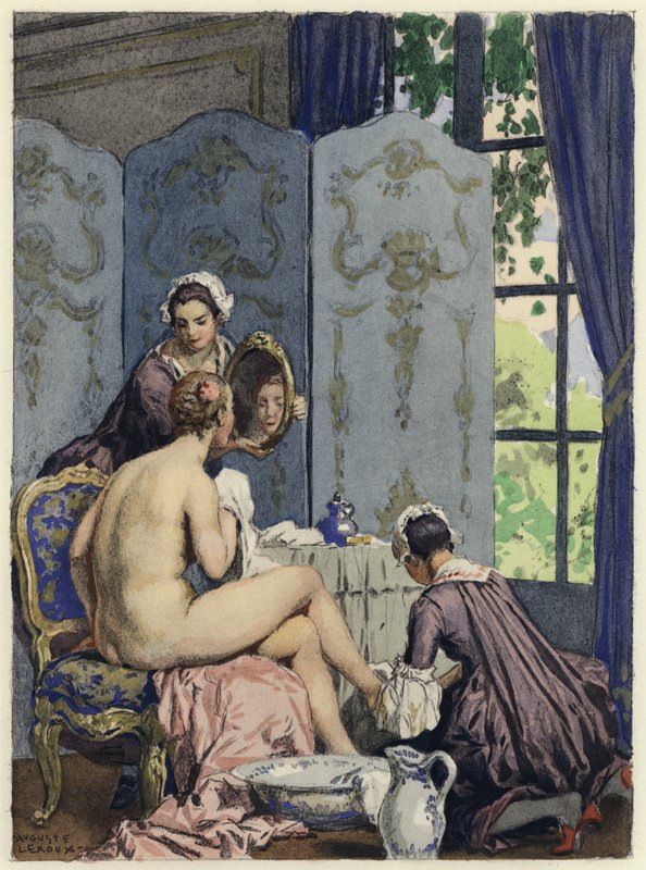 Illustrazione per le memorie di Casanova (litografia a colori) da Jules Marie Auguste Leroux