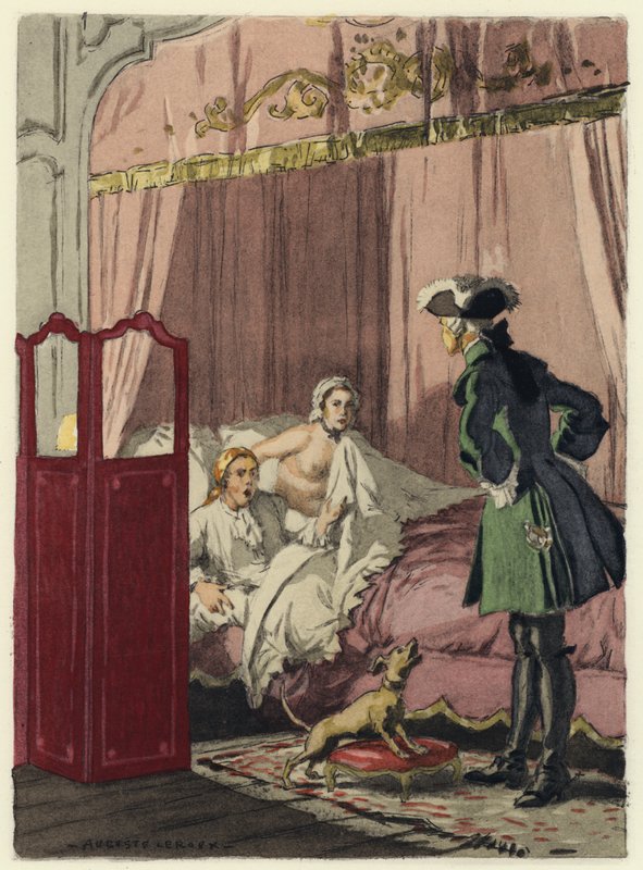Illustrazione per le memorie di Casanova (litografia a colori) da Jules Marie Auguste Leroux