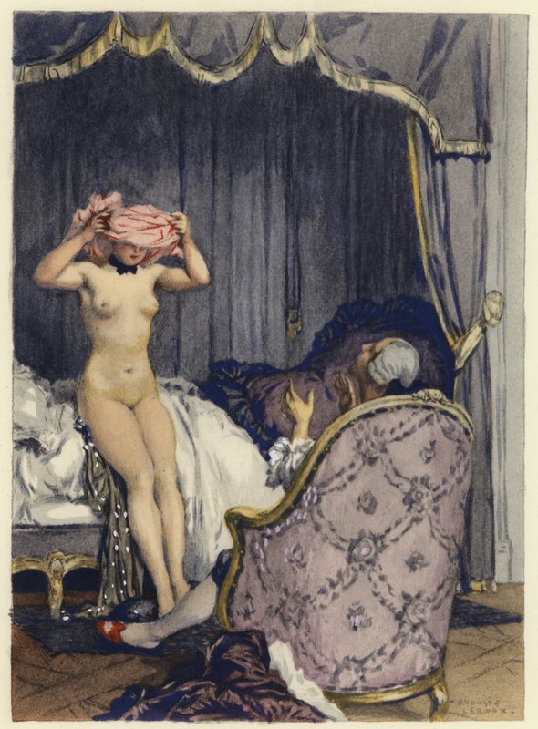 Illustrazione per le memorie di Casanova (litografia a colori) da Jules Marie Auguste Leroux