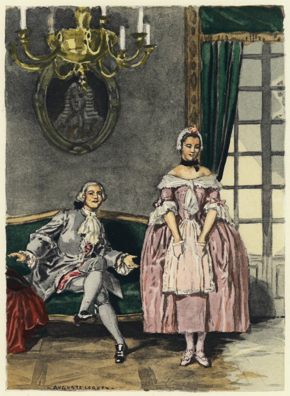 Illustrazione per le memorie di Casanova (litografia a colori) da Jules Marie Auguste Leroux