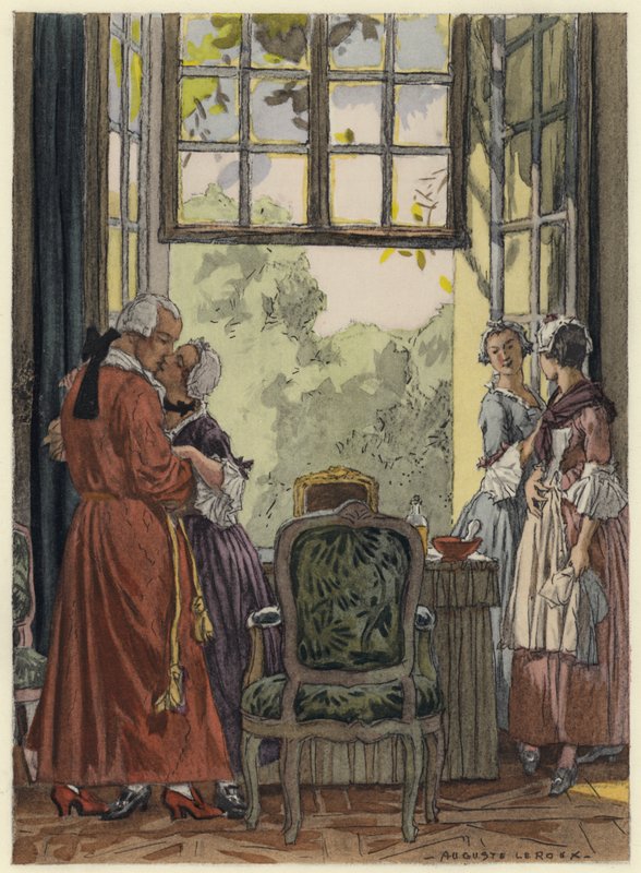 Illustrazione per le memorie di Casanova (litografia a colori) da Jules Marie Auguste Leroux