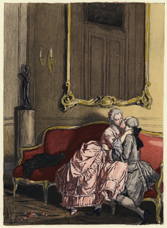 Illustrazione per le memorie di Casanova (litografia a colori) da Jules Marie Auguste Leroux