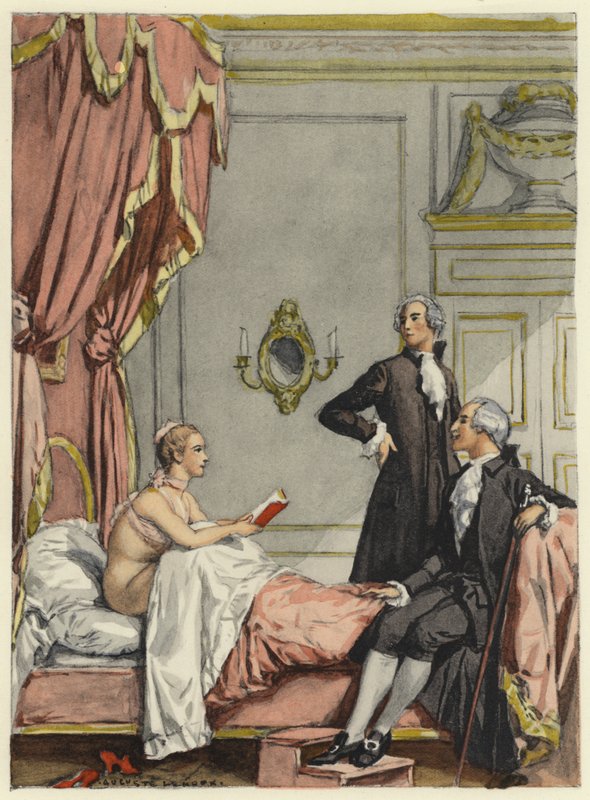 Illustrazione per le memorie di Casanova (litografia a colori) da Jules Marie Auguste Leroux