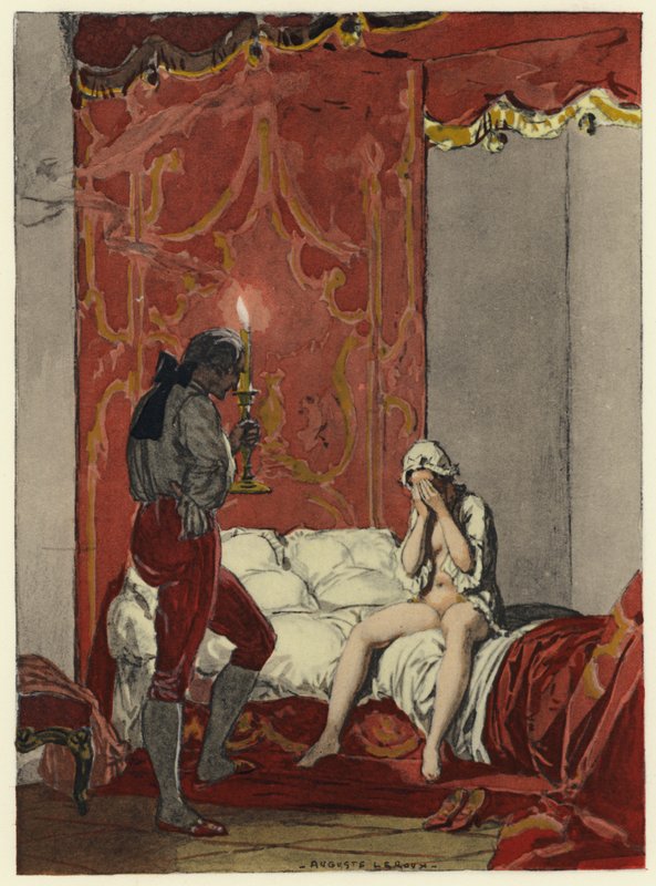 Illustrazione per le memorie di Casanova (litografia a colori) da Jules Marie Auguste Leroux
