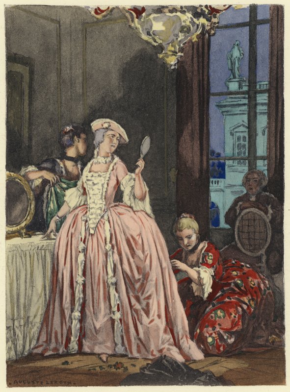 Illustrazione per le memorie di Casanova (litografia a colori) da Jules Marie Auguste Leroux
