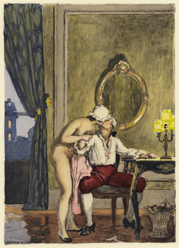 Illustrazione per le memorie di Casanova (litografia a colori) da Jules Marie Auguste Leroux