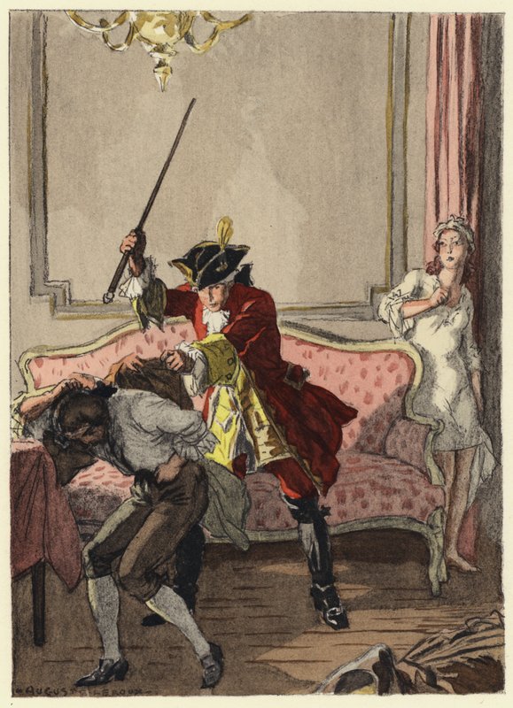 Illustrazione per le memorie di Casanova (litografia a colori) da Jules Marie Auguste Leroux