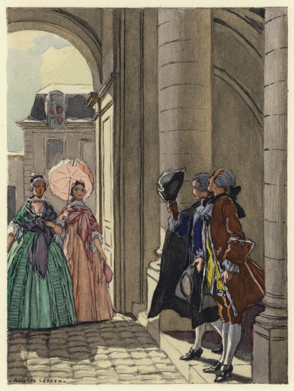 Illustrazione per le memorie di Casanova (litografia a colori) da Jules Marie Auguste Leroux