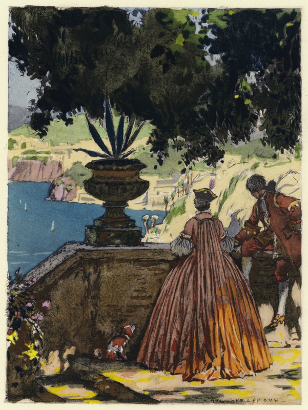 Illustrazione per le memorie di Casanova (litografia a colori) da Jules Marie Auguste Leroux