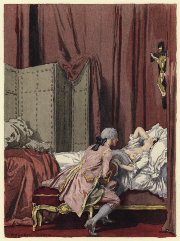 Illustrazione per le memorie di Casanova (litografia a colori) da Jules Marie Auguste Leroux