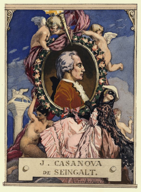 Ritratto di Casanova (litografia a colori) da Jules Marie Auguste Leroux