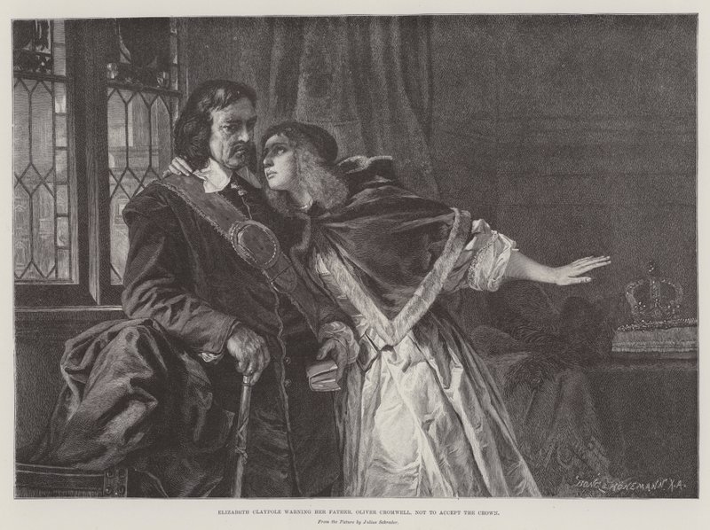 Elizabeth Claypole avverte suo padre, Oliver Cromwell, di non accettare la corona da Julius Friedrich Anton Schrader