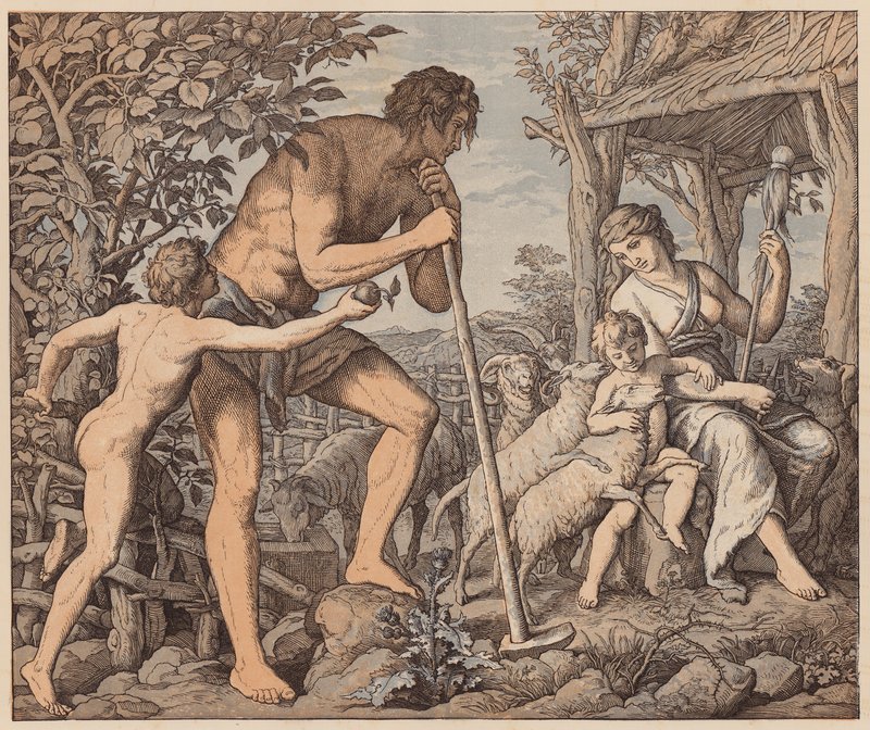 Adamo ed Eva dopo la caduta, Genesi, III da Julius (after) Schnorr von Carolsfeld