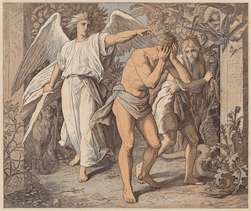 Adamo ed Eva cacciati dal Paradiso, Genesi, III, 23, 24 da Julius (after) Schnorr von Carolsfeld