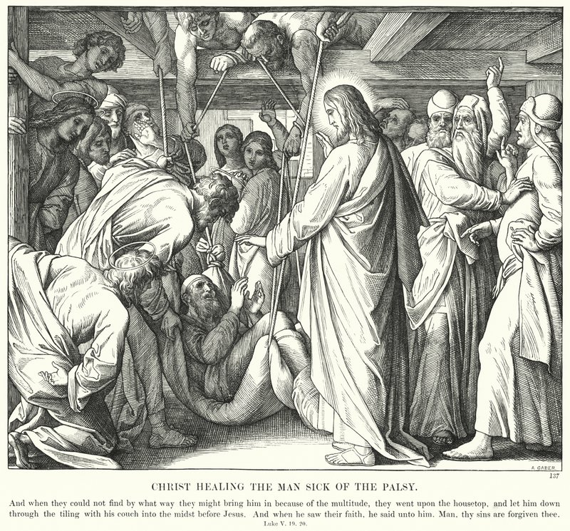 Cristo guarisce il paralitico (incisione) da Julius (after) Schnorr von Carolsfeld