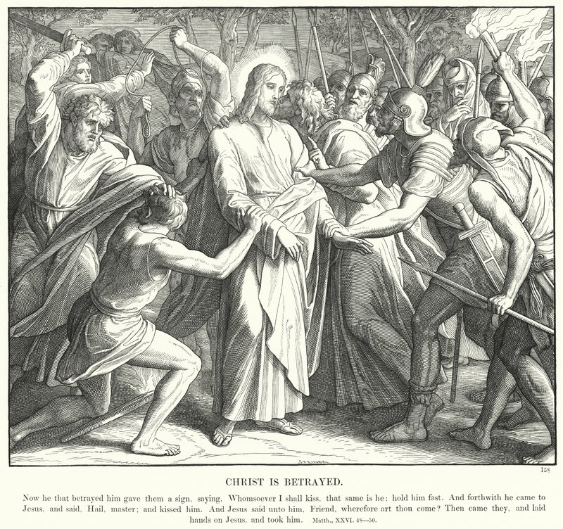 Il tradimento di Cristo (incisione) da Julius (after) Schnorr von Carolsfeld