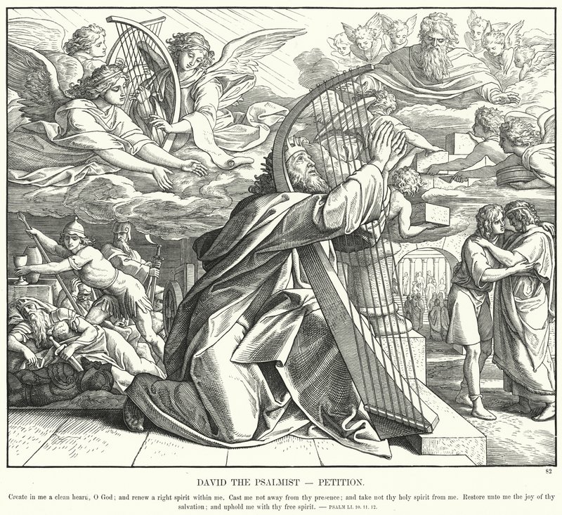 Davide il salmista, petizione (incisione) da Julius (after) Schnorr von Carolsfeld
