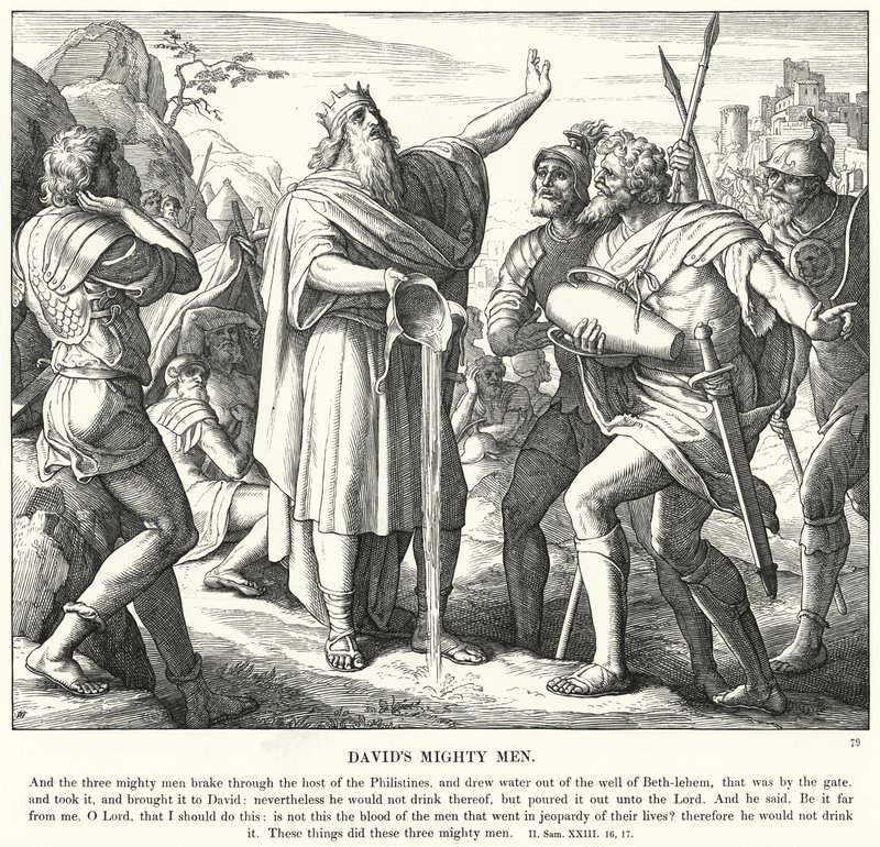 I valorosi di Davide (incisione) da Julius (after) Schnorr von Carolsfeld