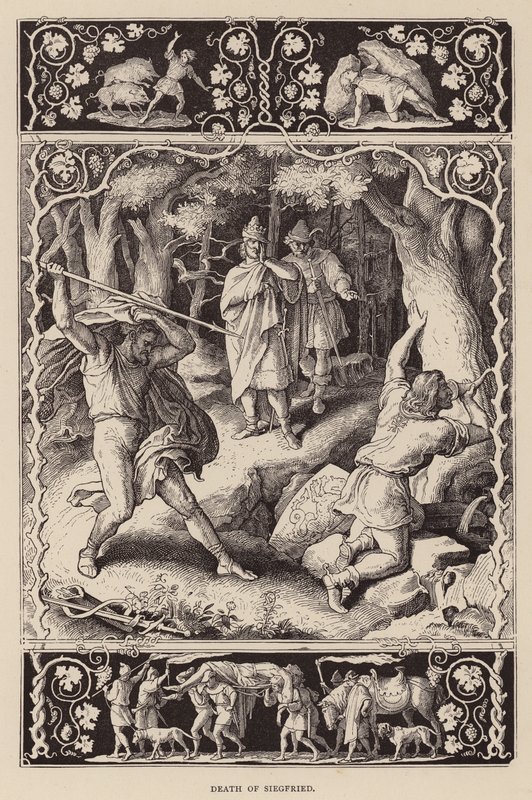 Morte di Sigfrido (incisione) da Julius (after) Schnorr von Carolsfeld
