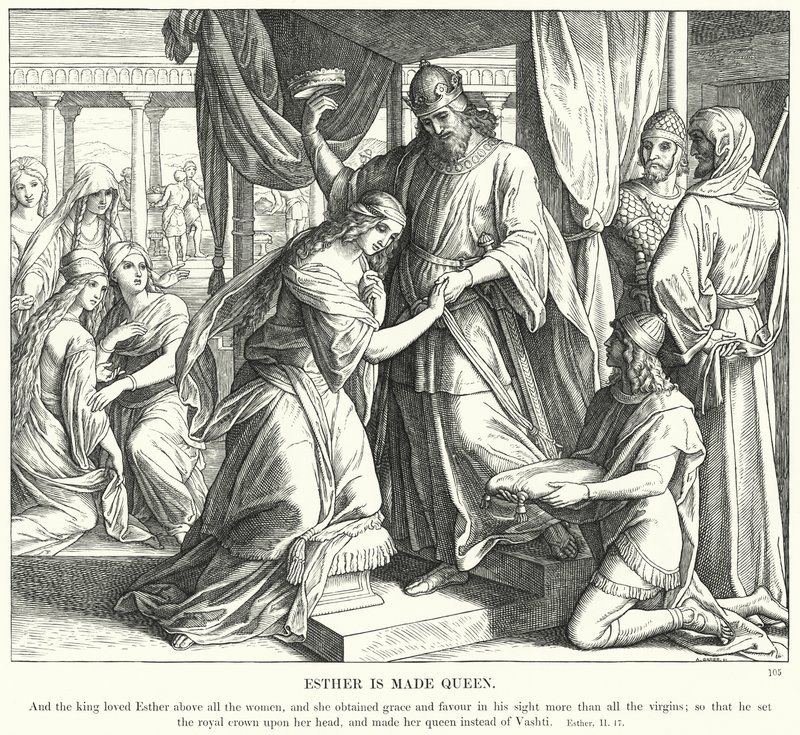 Ester diventa regina (incisione) da Julius (after) Schnorr von Carolsfeld
