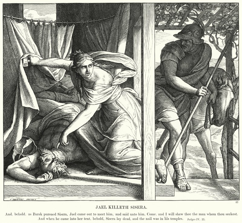 Jael uccide Sisera da Julius (after) Schnorr von Carolsfeld
