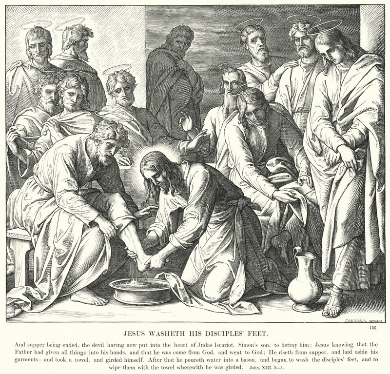 Gesù lava i piedi ai suoi discepoli da Julius (after) Schnorr von Carolsfeld