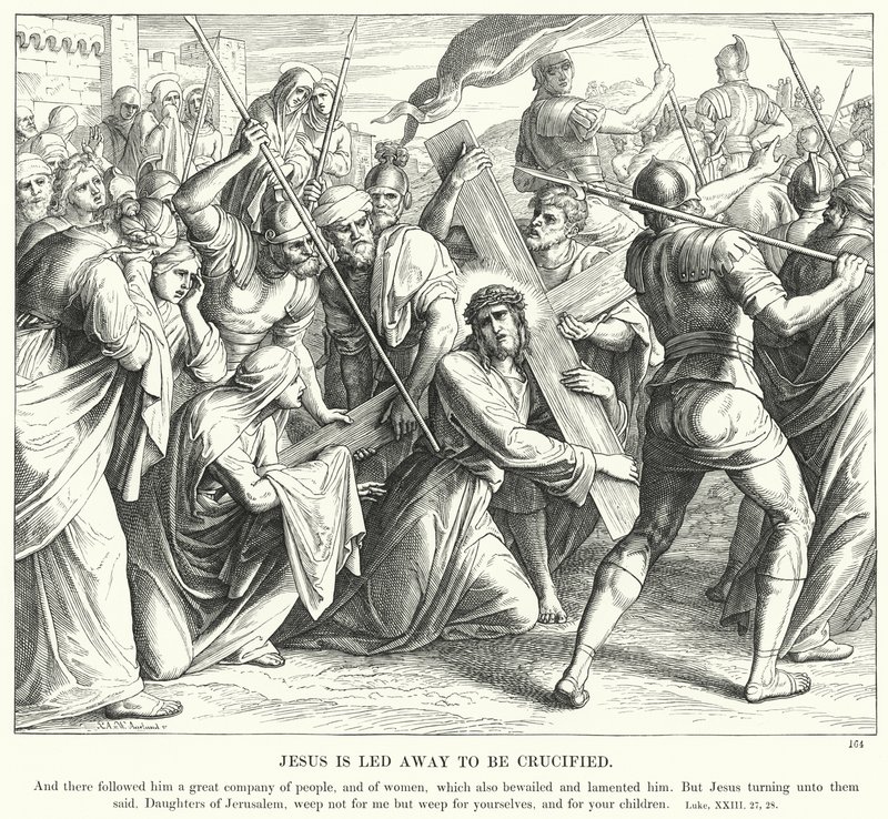 Gesù è condotto via per essere crocifisso (incisione) da Julius (after) Schnorr von Carolsfeld