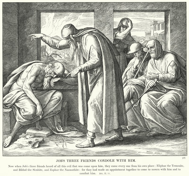 I tre amici di Giobbe lo consolano (incisione) da Julius (after) Schnorr von Carolsfeld