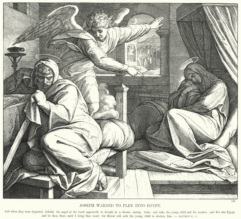 Giuseppe avvertito di fuggire in Egitto da Julius (after) Schnorr von Carolsfeld