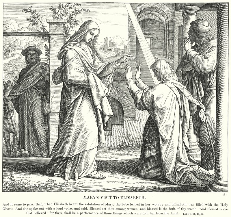 La visita di Maria a Elisabetta (incisione) da Julius (after) Schnorr von Carolsfeld