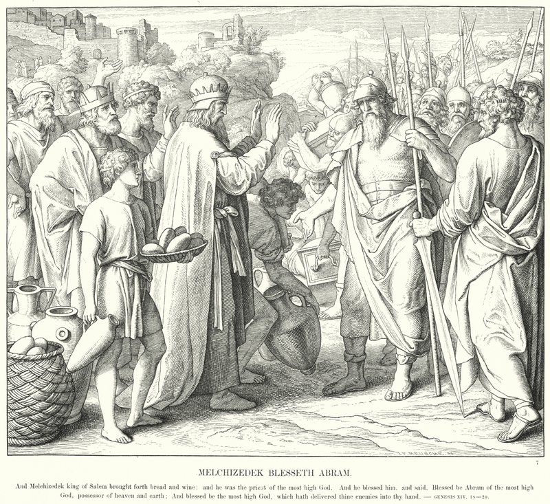 Melchisedec benedice Abramo (incisione) da Julius (after) Schnorr von Carolsfeld