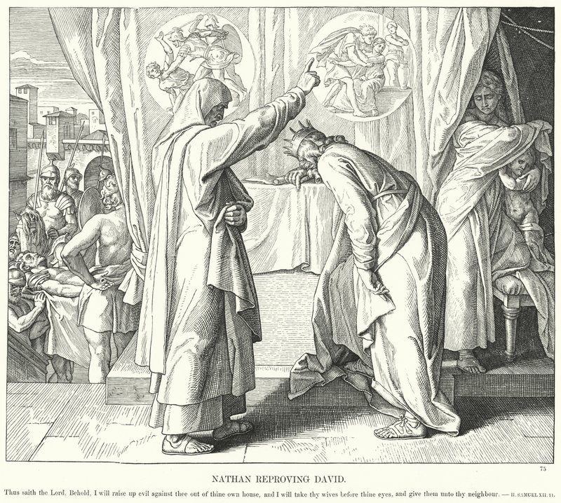 Natan rimprovera Davide (incisione) da Julius (after) Schnorr von Carolsfeld