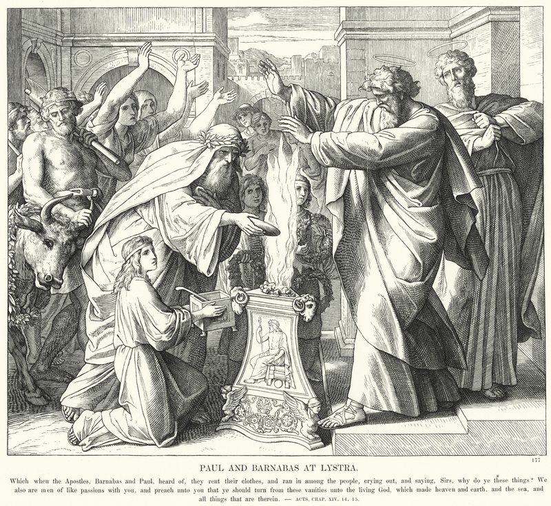 Paolo e Barnaba a Listra (incisione) da Julius (after) Schnorr von Carolsfeld