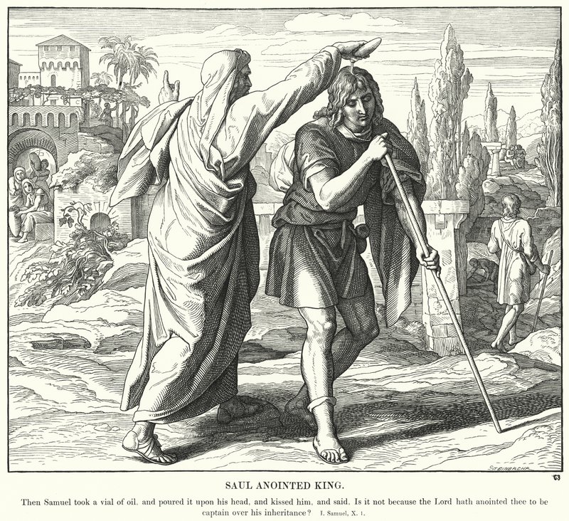 Saul unto re come (incisione) da Julius (after) Schnorr von Carolsfeld