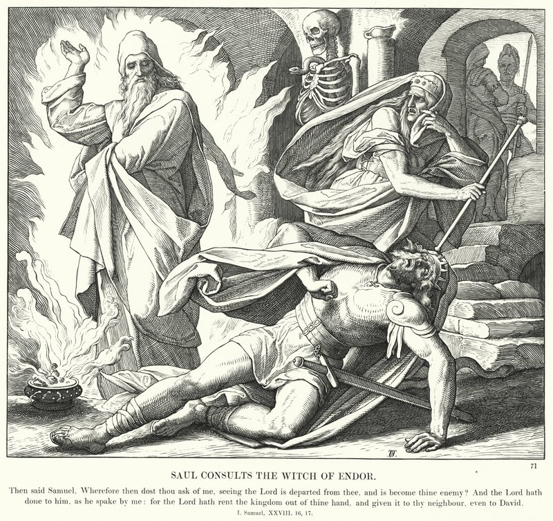 Saul consulta la strega di Endor (incisione) da Julius (after) Schnorr von Carolsfeld