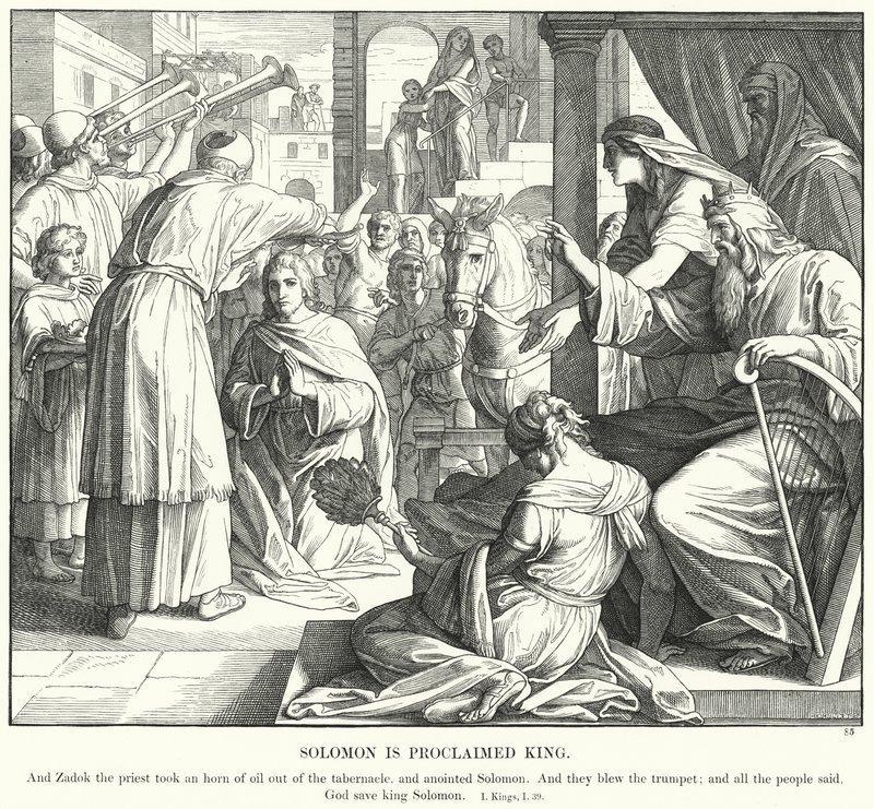 Salomone è proclamato re (incisione) da Julius (after) Schnorr von Carolsfeld