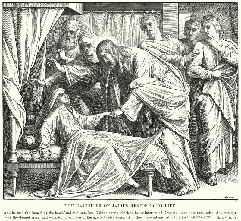 La figlia di Giairo risuscitata (incisione) da Julius (after) Schnorr von Carolsfeld