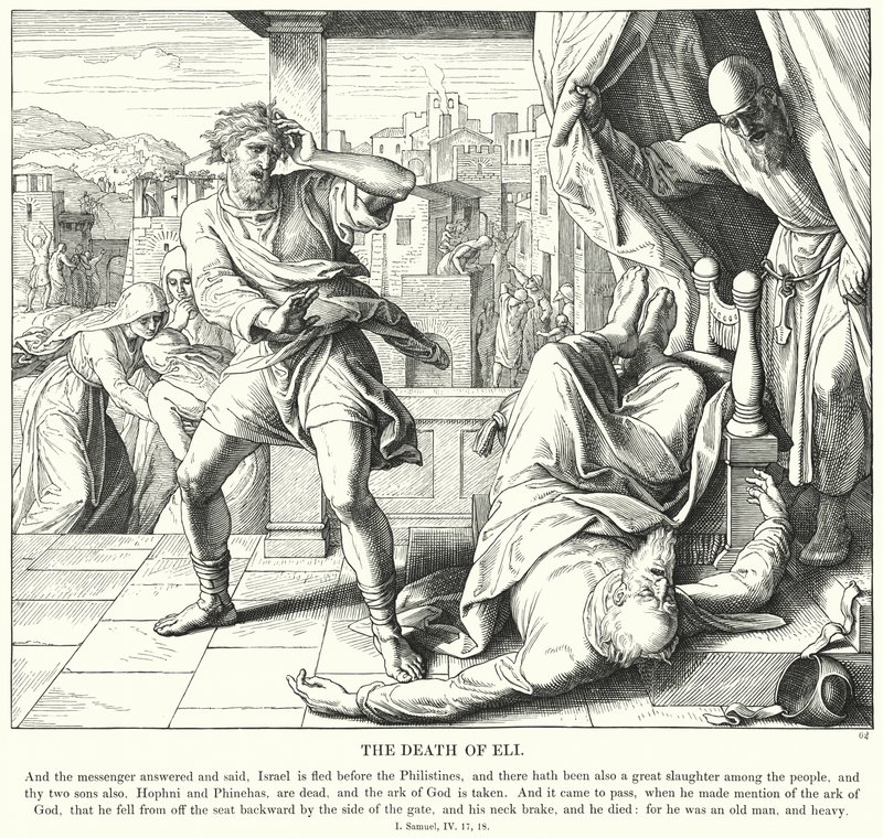 La morte di Eli (incisione) da Julius (after) Schnorr von Carolsfeld